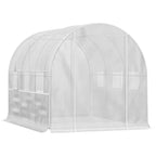 3x2x2m Steel Greenhouse with PE Cover, Zip Doors and Mesh Windows, White - Borge' Group Limited