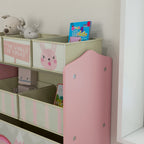 ZONEKIZ Children's Toy Shelf with 6 Removable Fabric Containers, 63x30x66cm, Pink - Borgè