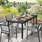 8-Seater Aluminum and Plastic Garden Dining Table, Black