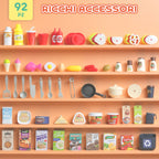 Toy Kitchen for Children 3-6 Years with 92 Accessories, in PP, PE and ABS, 44.5x24x79 cm, Green