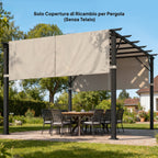 Outsunny 3x3m Polyester Pergola Gazebo Cover with Pockets and Straps, 488x122cm, Khaki