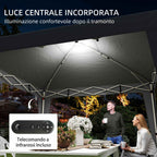 Outsunny 3x3 m Folding Gazebo with Adjustable Height, Central Light and Remote Control, Metal and Polyester, Black