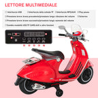 Officially Licensed Vespa Electric Ride-On Motorcycle for Kids, 2 Wheels, Lights and Sounds, 108x49x75 cm, Red