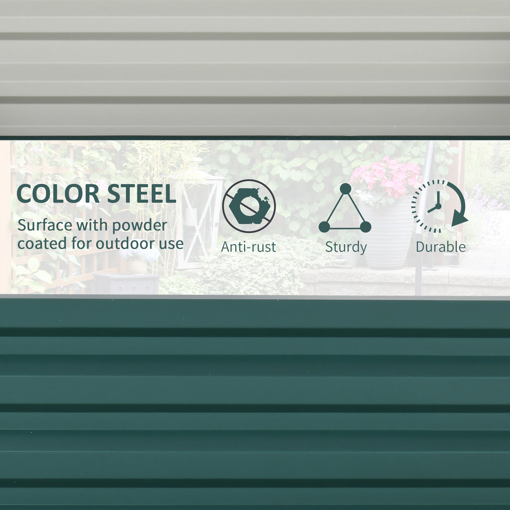 Open Bottom Raised Garden Bed with Covering, in Galvanized Steel, 120x120x30 cm, Green - Borgè