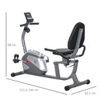 Recumbent Exercise Bike with Adjustable Seat, 8 Resistance Levels and LCD Monitor, 121.5-136x62.5x98cm, Grey