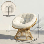Outsunny Papasan Rattan 360° Moon Chair with Cushion Indoor/Outdoor, Cream White