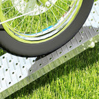 Folding Non-Slip Motorcycle Loading Ramp with Safety Strap, Steel, Silver