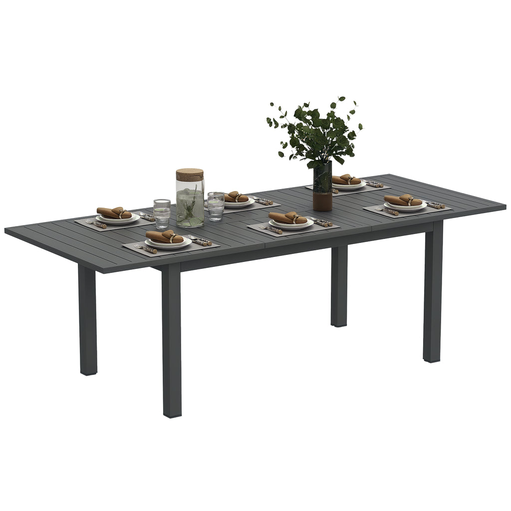 Extendable Garden Table 160-220 cm for 6-8 People Rectangular in Aluminum, Grey