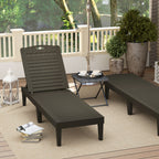Set of 2 Sun Loungers with Adjustable Backrest in 4 Positions Rattan Slatted Effect, Black