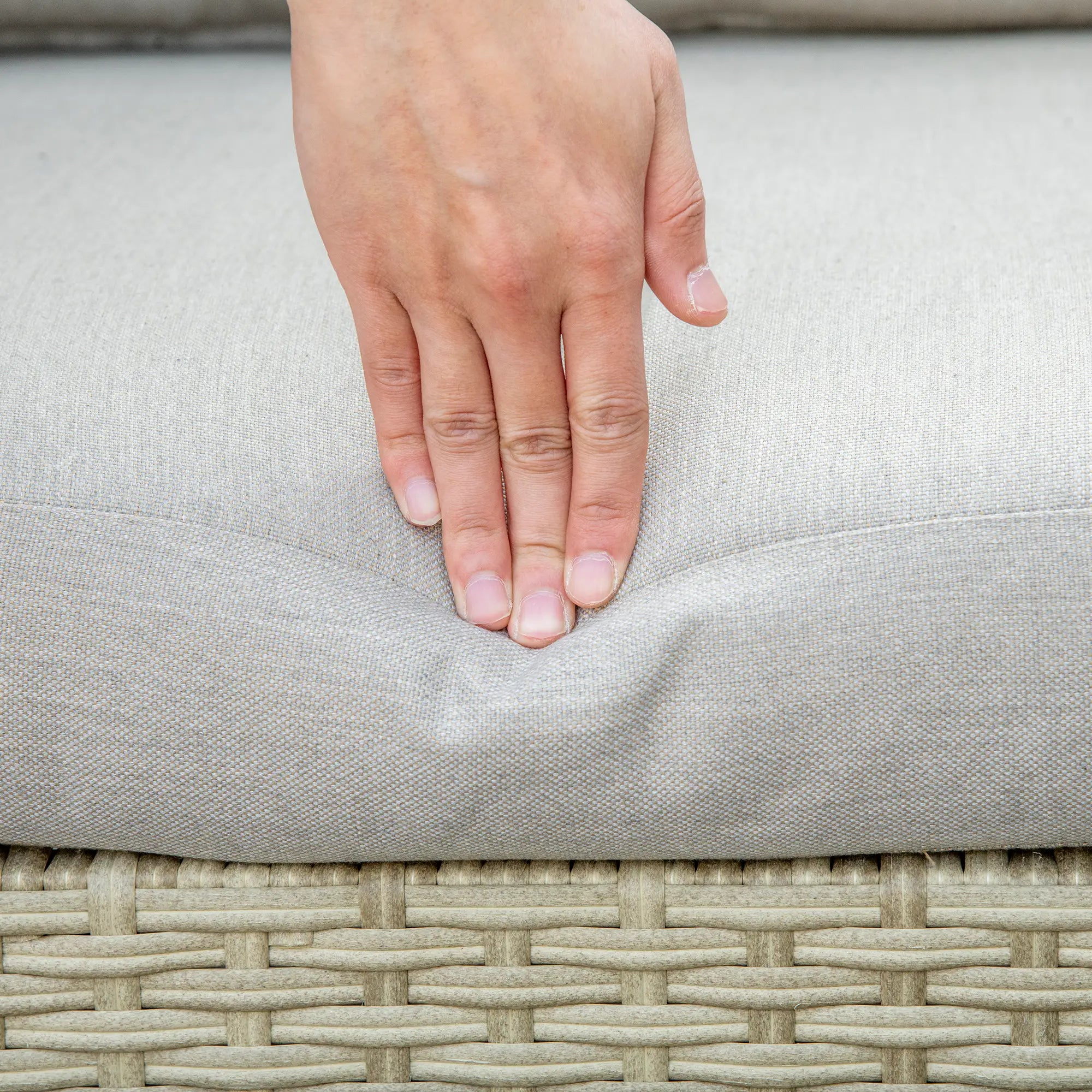 ALPI - 7 Piece Modular PE Rattan Garden Lounge Set with Cushions, Beige - Borge' Group Limited