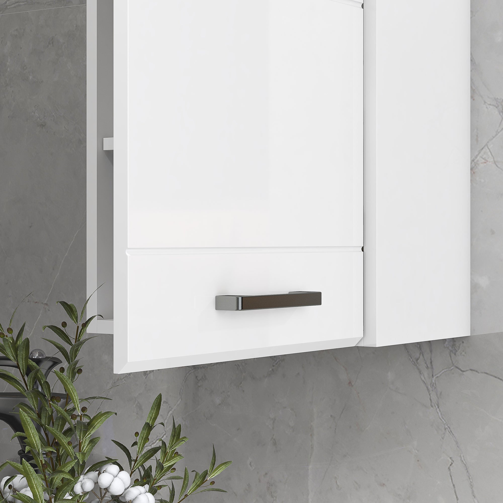 kleankin Wall-Mounted MDF Bathroom Cabinet with 3 Shelves and Adjustable Top Shelf, 37x22.5x70 cm, White - Borgè