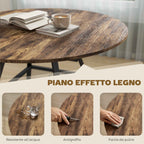 4-Seater Dining Table, 100cm Round, Industrial Kitchen, Storage Shelf, Rustic Brown.