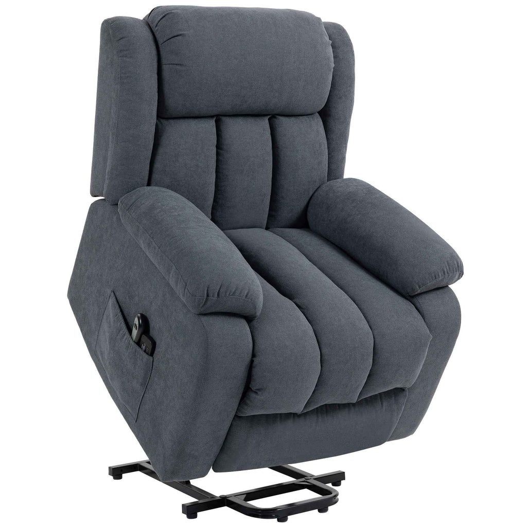 135° Electric Lift Reclining Chair in Linen Effect Fabric with Footrest, Dark Grey