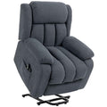 135° Electric Lift Reclining Chair in Linen Effect Fabric with Footrest, Dark Grey