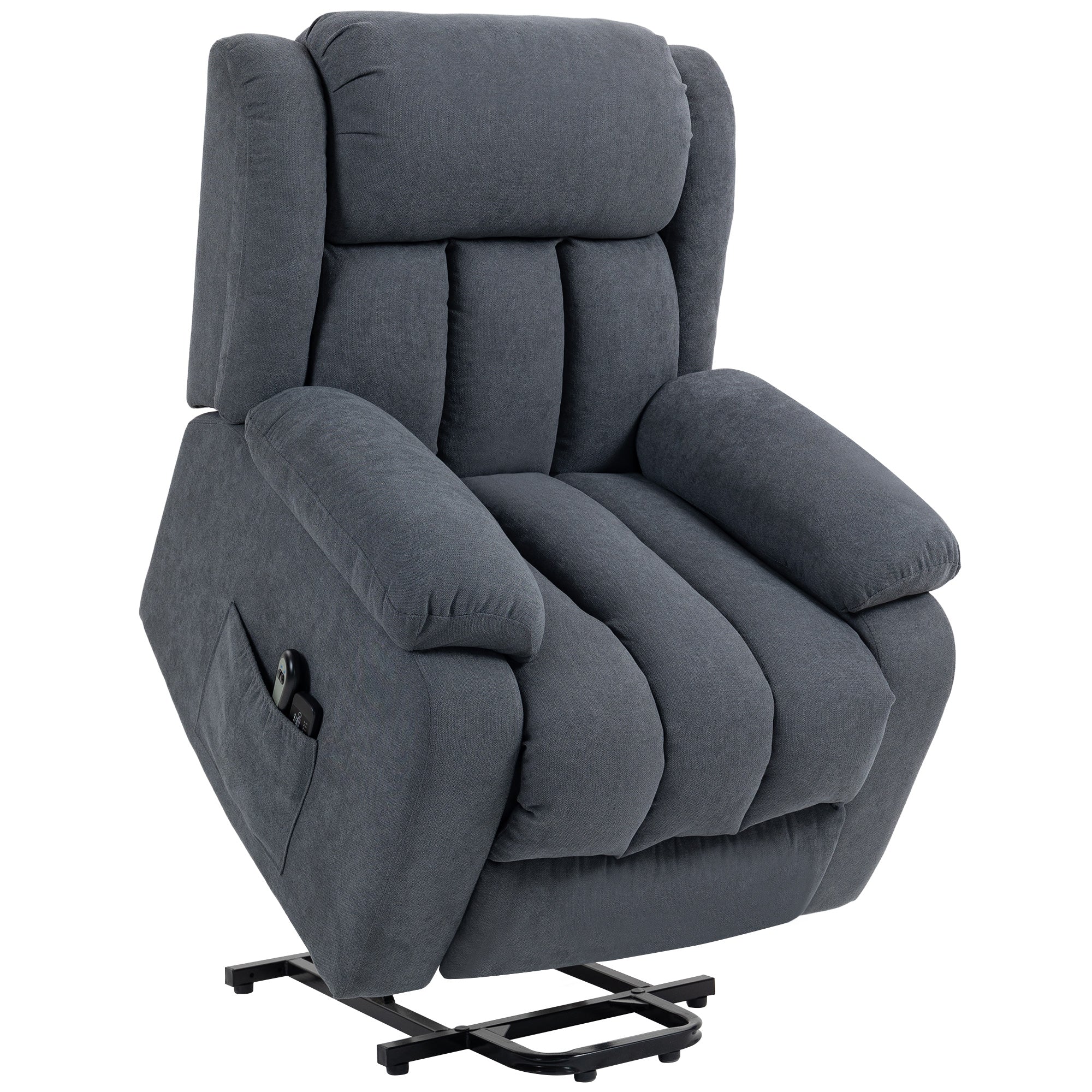 135° Electric Lift Reclining Chair in Linen Effect Fabric with Footrest, Dark Grey