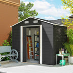 Outsunny Tool Shed with Sliding Doors and 4 Air Vents, Steel and PP, 196x236x208 cm, Dark Grey