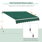 Outsunny 3x2m Adjustable Angle Crank Awning in Aluminum, Steel and Green Polyester