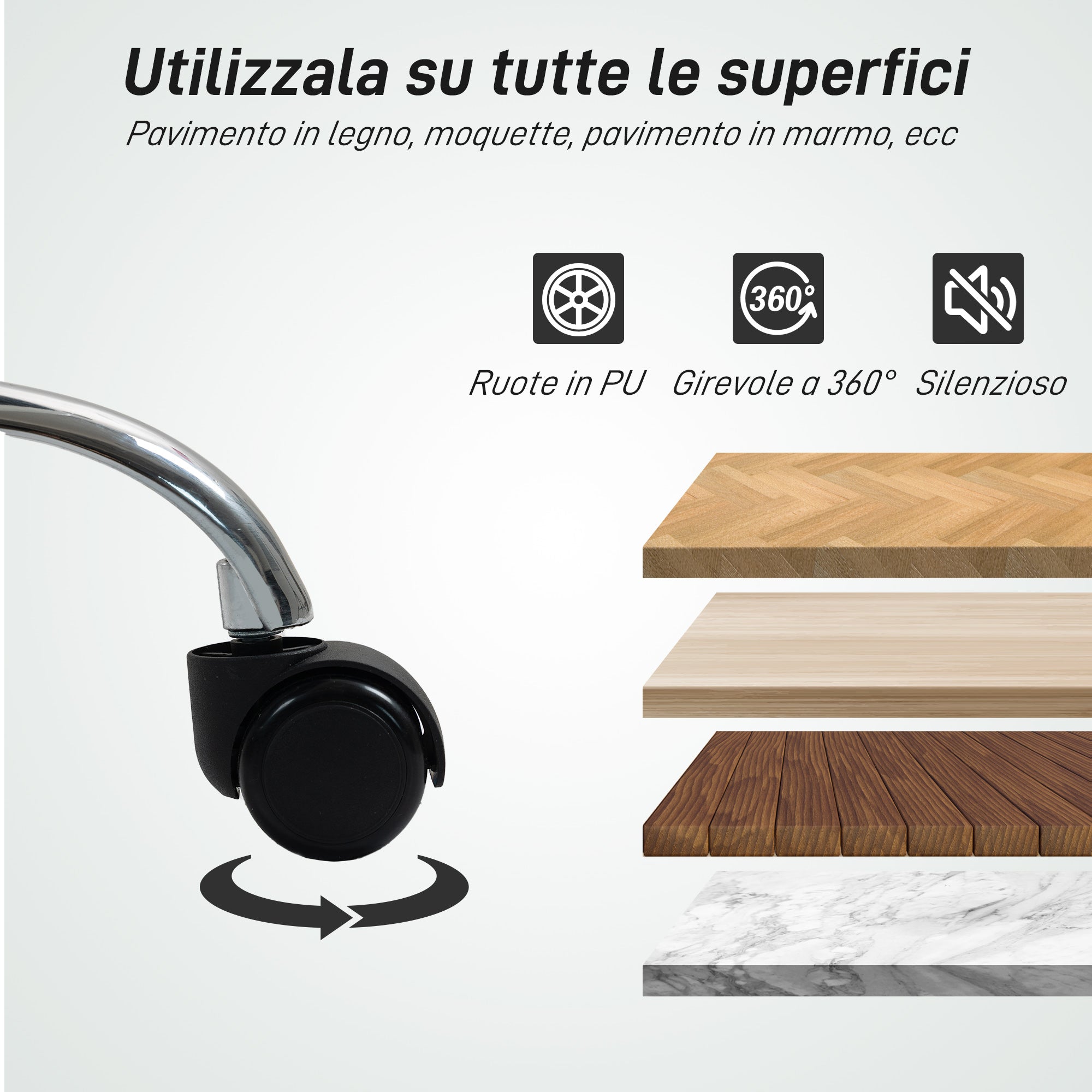 Adjustable Office Chair with Button Upholstery, PU Leather, Foam and Steel, 44x50x78-88 cm, White