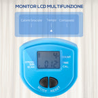 HOMCOM Stepper with LCD Monitor, Adjustable Handlebar and Elastic Bands, 55x53x118-128cm, Black and Blue - Borgè