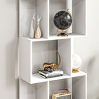 Wooden Bookcase Cabinet with 5 Shelves with Divider, 60x24x184.5 cm, White