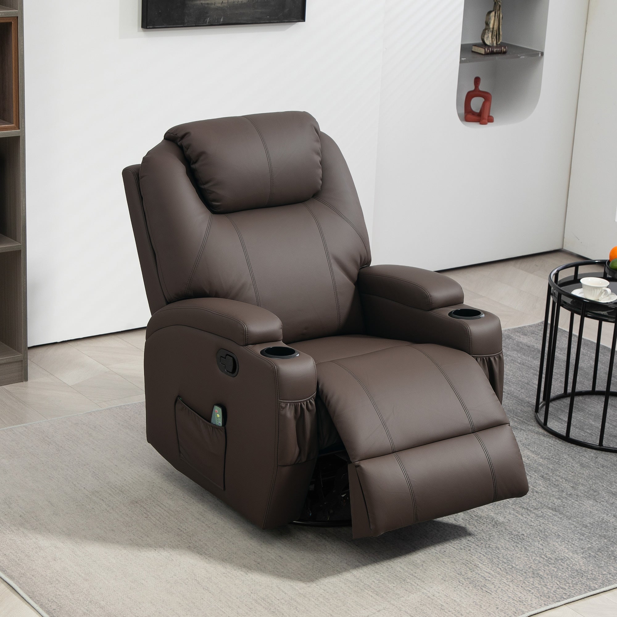 Reclining Massage Chair with 8 Massage Points and 5 Modes, 84x92x109cm, Dark Brown