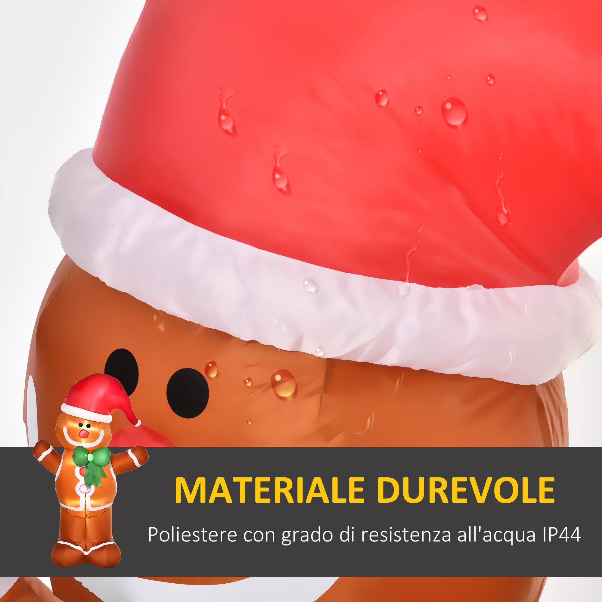 183cm Inflatable Gingerbread Man with Built-in LED Lights, Outdoor Christmas Decoration