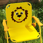 Garden Set for Children 2-5 Years with Round Table, 2 Folding Chairs and a Umbrella, Yellow