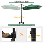 2.5x2.5m Hand Crank Garden Umbrella with 360° Rotation and Adjustable Parasol, Green