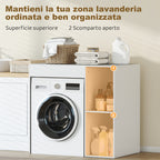 Freestanding Washing Machine Cabinet with 2 Open Shelves, 96x60x95 cm, White