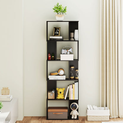 Modern Design Wooden Bookcase 5 Shelves Wooden Bookcase, 60x24x184.5 cm, Black