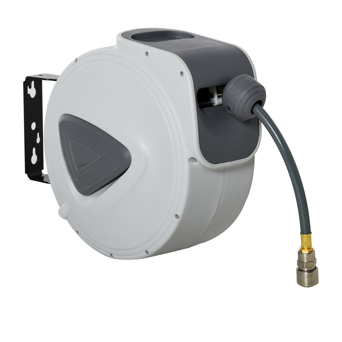 DURHAND Automatic Hose Reel with 1/4'' Connection, Max Pressure 24 Bar, Wall Mounted and 180° Rotatable, Grey
