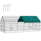 PawHut Outdoor and Indoor Rabbit Cage with Roof, 185x75x75 cm, Green