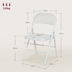 Set of 2 Folding Chairs Padded in PU Faux Leather and Metal, 45x46x78 cm, White