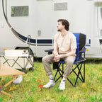 Folding Camping Chair with Pocket and Cup Holder with Carrying Bag, Blue