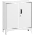 Office Cabinet with 3 Shelves, 2 Doors and Keys, 80x35x91 cm, White