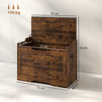 103L Multifunctional Storage Bench in Wood with Grey Fabric Cushion, 75x40x56 cm