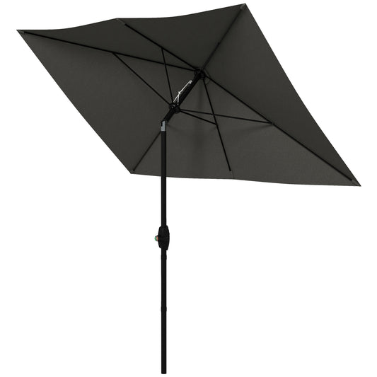 Rectangular Garden Umbrella 2x3 m Tiltable with Crank Opening, Gray - Borgè