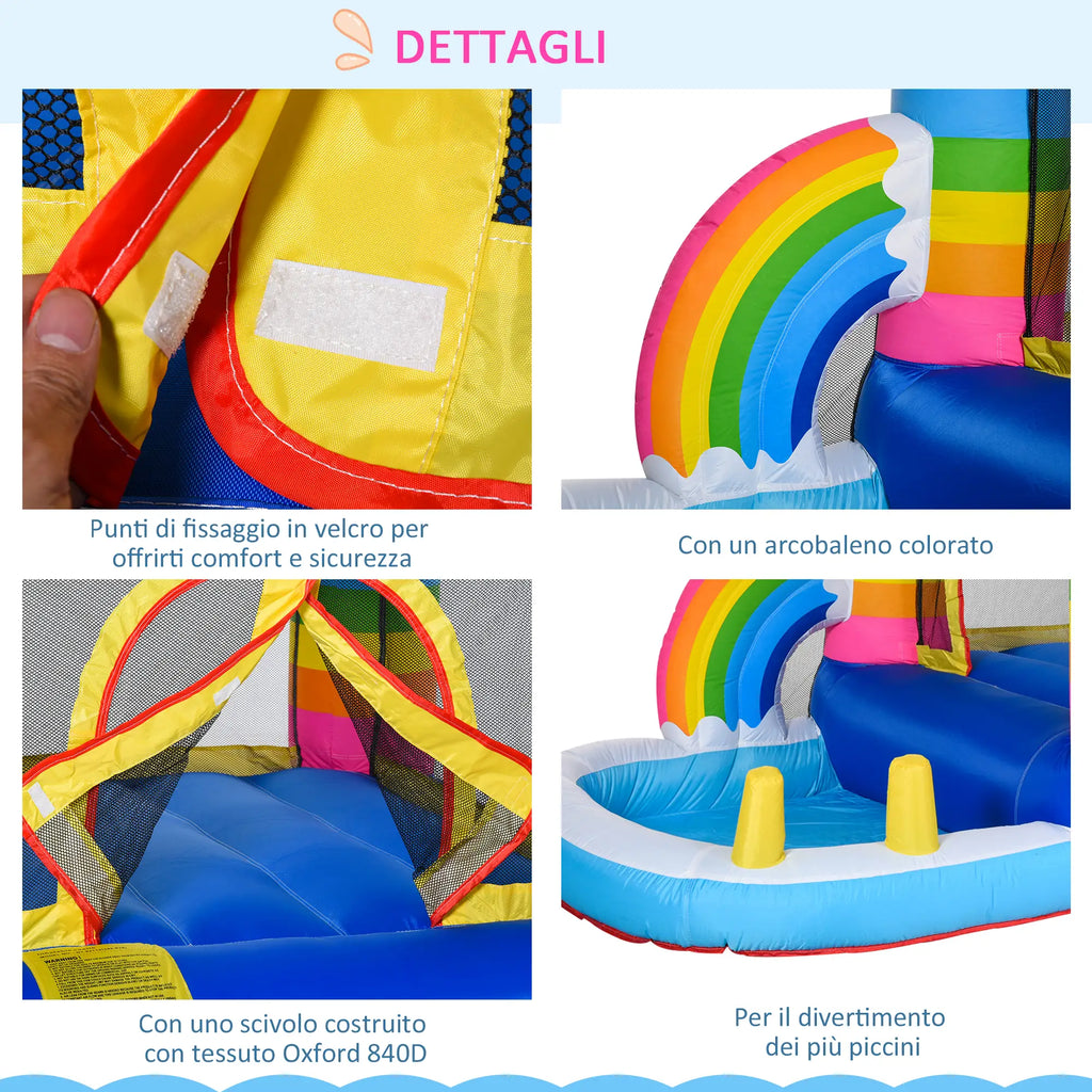 Inflatable Castle for Children with Trampoline and Pool, Electric Pump Included 280x170x155cm, Multicolor - Borge' Group Limited