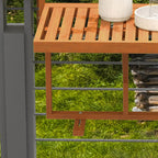 Folding and Adjustable Balcony Railing Table in Wood, Teak Colour - Borgè