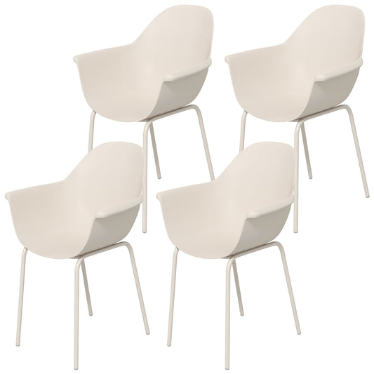 Set 4 plastic chairs stackable with non -slip feet, 59x55x84 cm, gray - Borgè