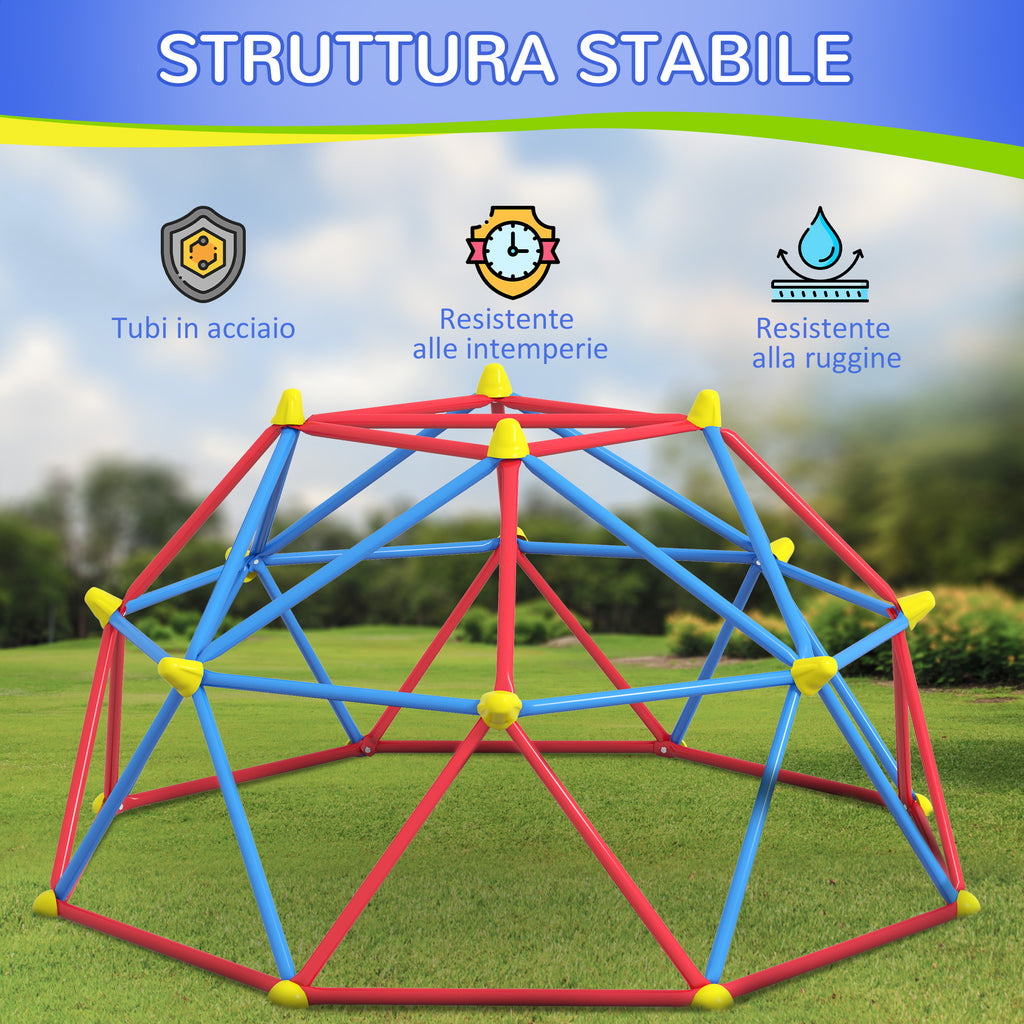 Climbing Dome for Children 3-8 Years, Metal Structure for 4 Children, Ø183x90cm, Multicolor