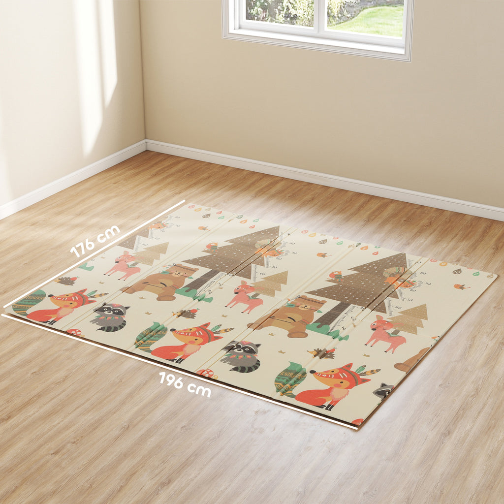 Forest Themed Children's Rug for 0-6 Years Old with Waterproof Surface in Multi-Color XPE, 196x176x1.5 cm