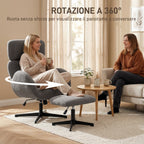 Swivel Chair with Footrest, Height-Adjustable with Adjustable Headrest, Rocking Function, Grey