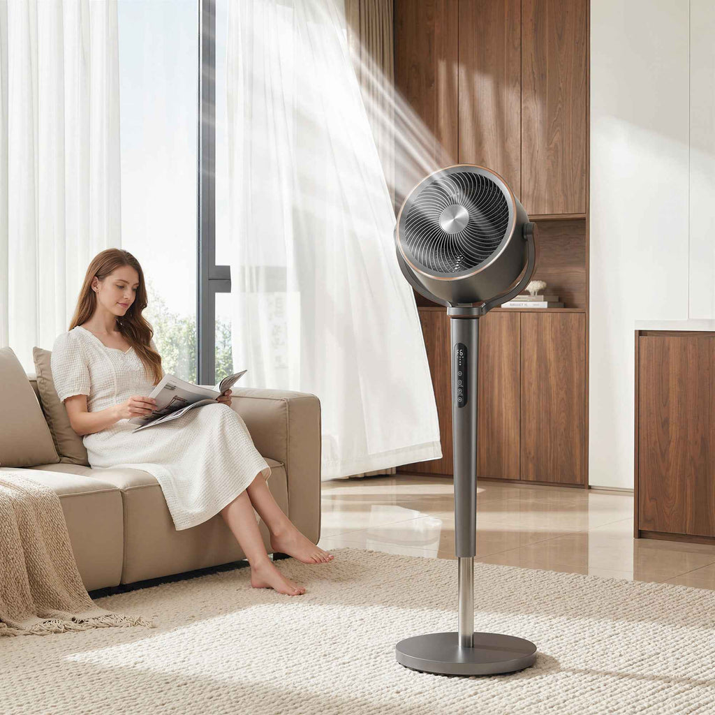 HOMCOM 12-Speed Pedestal Fan with Remote Control, 12-Hour Timer, and Adjustable Height, 35.5 x 32.5 x 116.5 cm, Grey