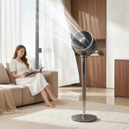 HOMCOM 12-Speed Pedestal Fan with Remote Control, 12-Hour Timer, and Adjustable Height, 35.5 x 32.5 x 116.5 cm, Grey