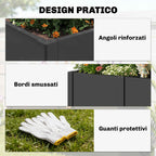 Outsunny Steel Raised Garden Bed with Divider, Reinforced Corners and Secure Edge, Open Bottom, Black