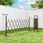 Outsunny Adjustable Width Garden Fence, Metal and Aluminum, 250x31x103.5 cm, Brown