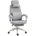 Vinsetto Ergonomic Office Chair, Desk Chair with Wheels, Lumbar Cushion, Removable Headrest and Footrest, Grey 62x68x117-127cm