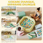 15-Piece Set of Soft Modular Building Blocks for Children with 200 Balls for Indoor Use, Multicolored
