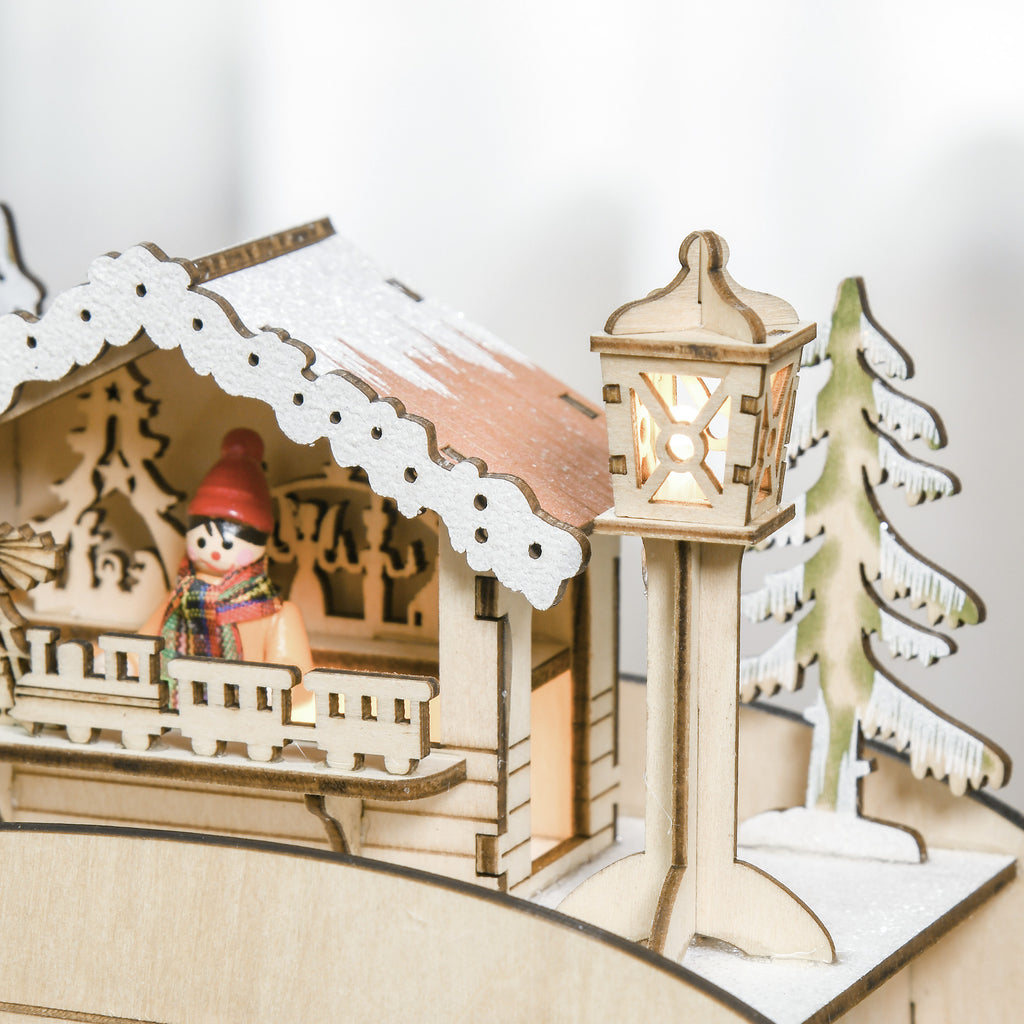 Wooden Sleigh Advent Calendar with 24 Fillable Drawers, Decorations and LED Lights, 45x10x31cm